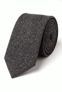 Cravată bărbătească gri din amestec de lână tweed
