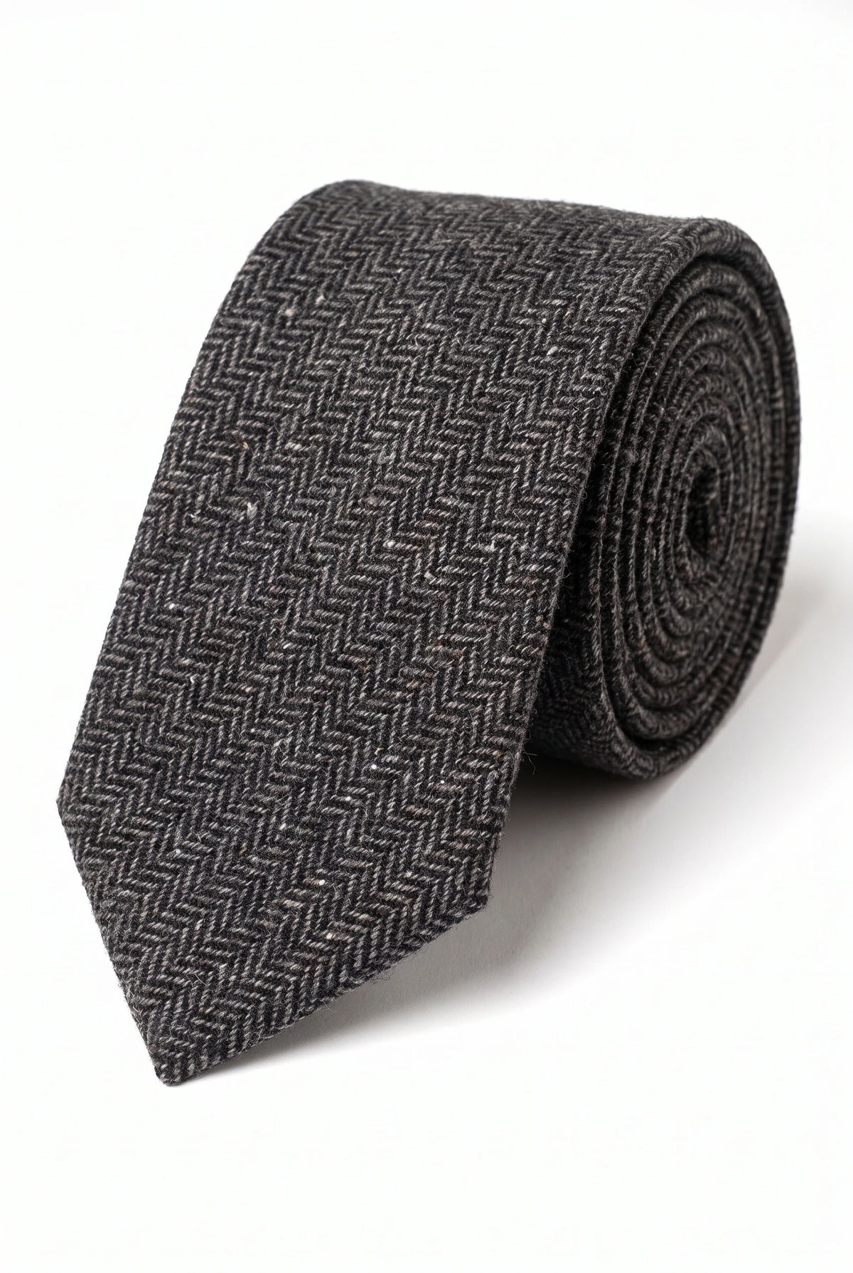 Cravată bărbătească gri din amestec de lână tweed