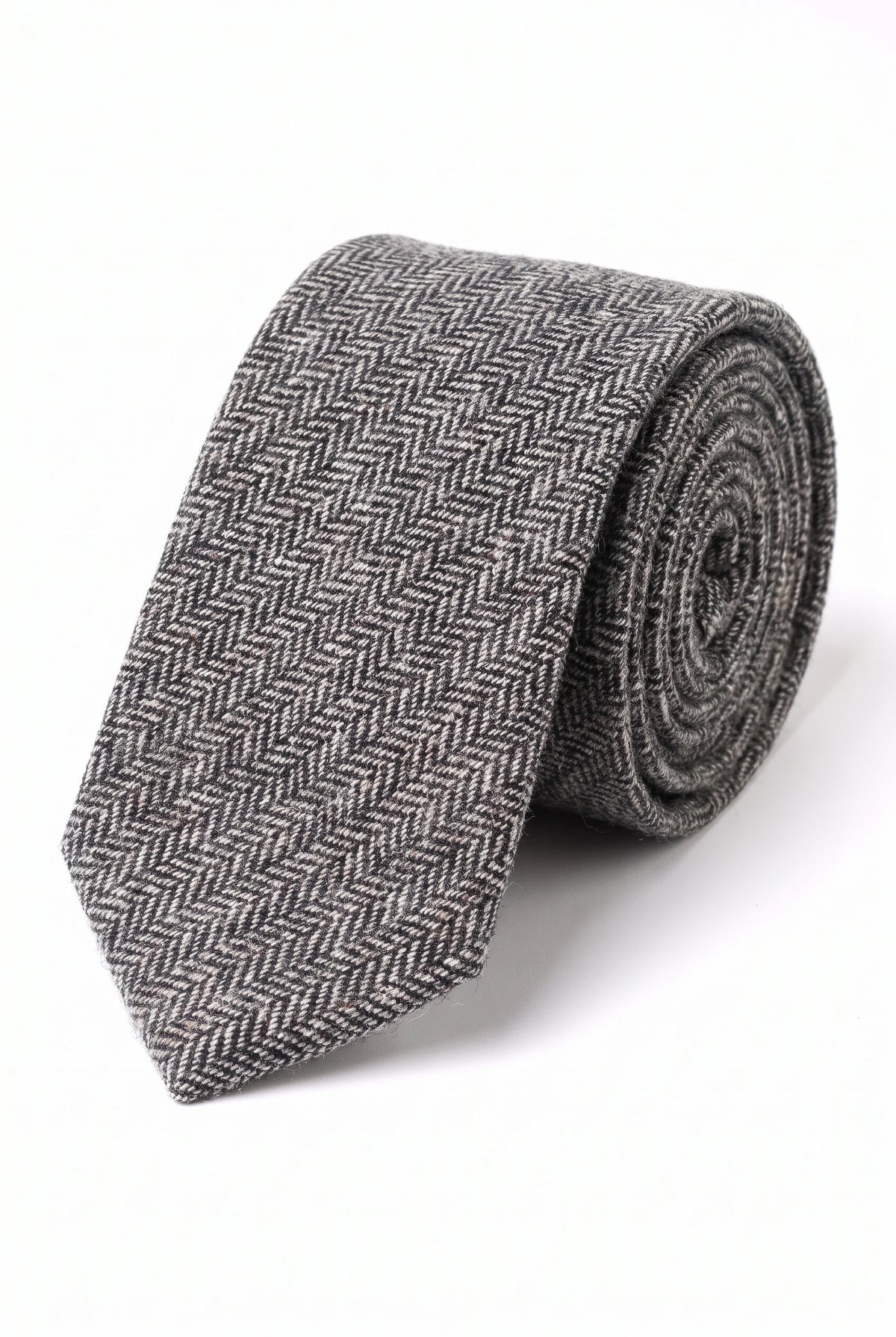 Cravată bărbătească gri din amestec de lână tweed