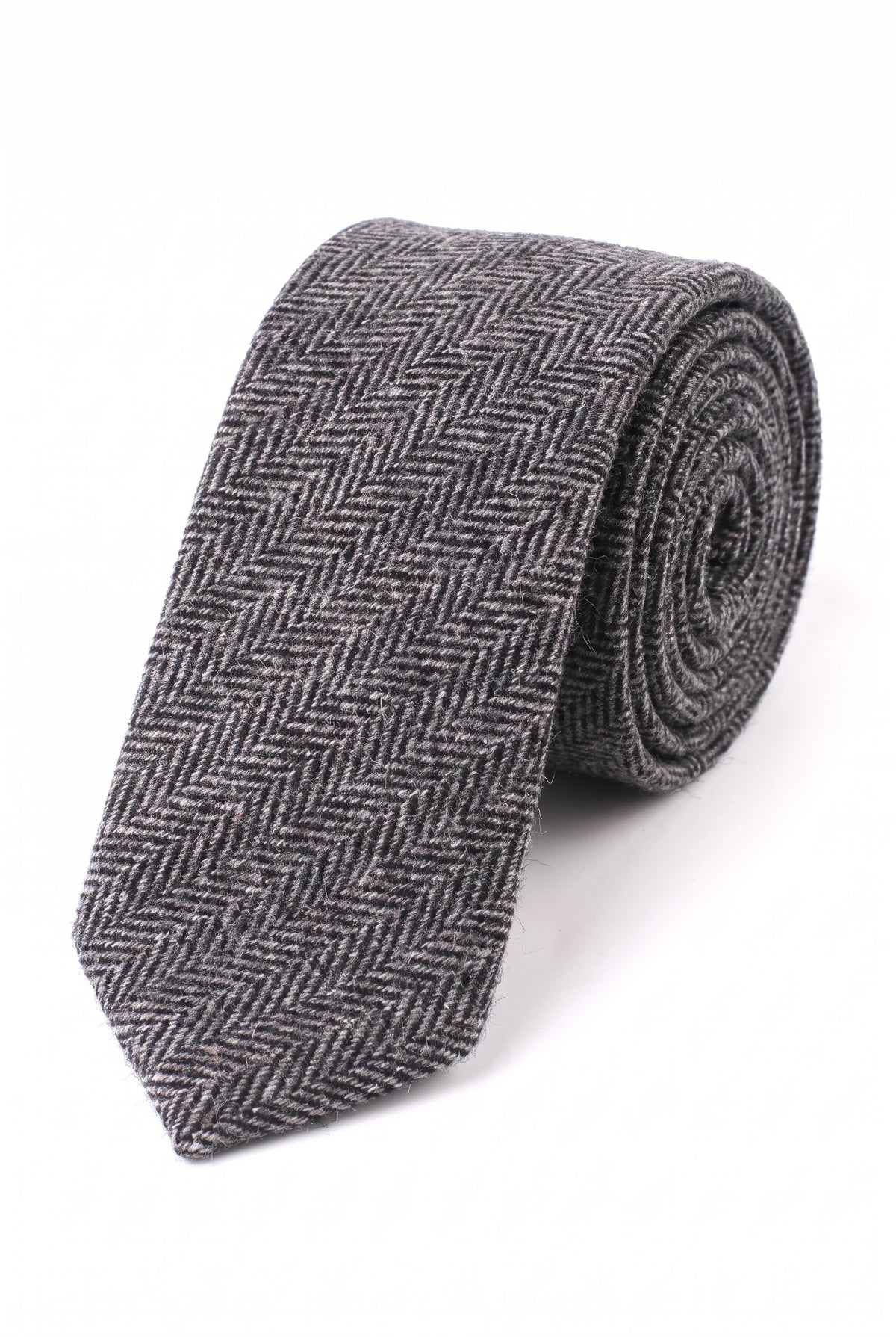 Cravată bărbătească gri din amestec de lână tweed