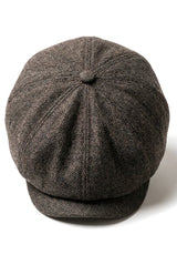 Șapcă plată clasică Newsboy pentru bărbați, model Herringbone - Maro