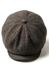 Șapcă plată clasică Newsboy pentru bărbați, model Herringbone - Maro