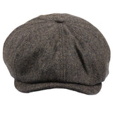 Șapcă plată clasică Newsboy pentru bărbați, model Herringbone - Maro