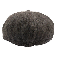 Șapcă plată clasică Newsboy pentru bărbați, model Herringbone - Maro