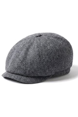 Șapcă plată clasică Newsboy pentru bărbați, model Herringbone - Gri
