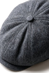 Șapcă plată clasică Newsboy pentru bărbați, model Herringbone - Gri