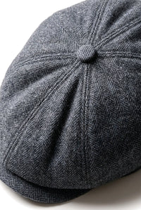 Șapcă plată clasică Newsboy pentru bărbați, model Herringbone - Gri