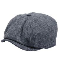 Șapcă plată clasică Newsboy pentru bărbați, model Herringbone - Gri