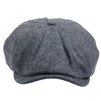 Șapcă plată clasică Newsboy pentru bărbați, model Herringbone - Gri