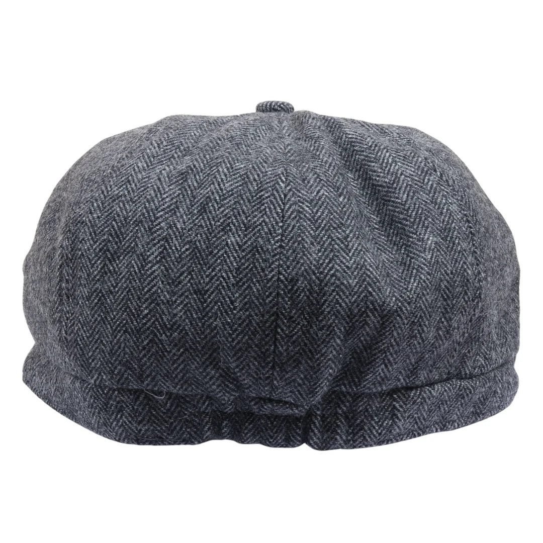 Șapcă plată clasică Newsboy pentru bărbați, model Herringbone - Gri