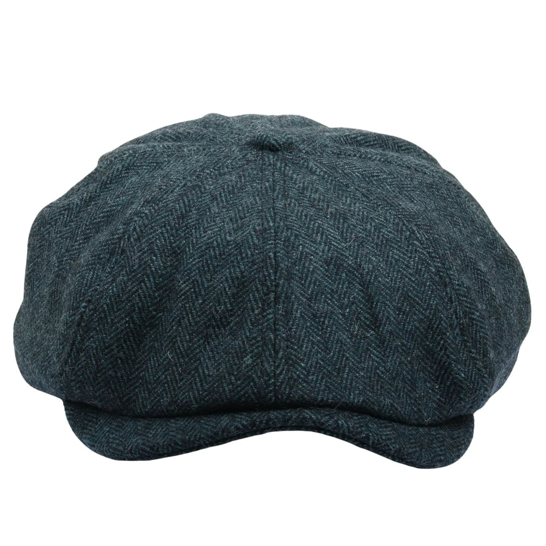 Șapcă plată clasică Newsboy pentru bărbați, model Herringbone - Măsliniu