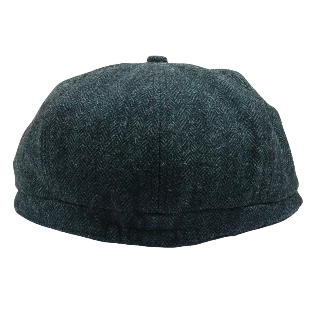 Șapcă plată clasică Newsboy pentru bărbați, model Herringbone - Măsliniu