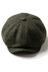 Șapcă plată clasică Newsboy pentru bărbați, model Herringbone - Măsliniu