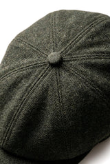 Șapcă plată clasică Newsboy pentru bărbați, model Herringbone - Măsliniu