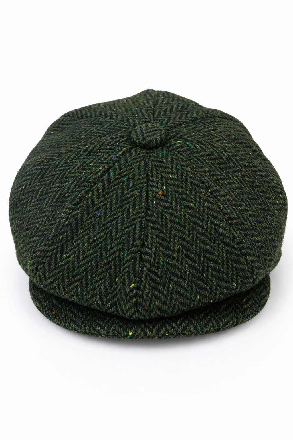 Șapcă bărbătească Herringbone Tweed cu 8 panouri, măsliniu