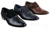 Mens Leather & Suede Slip On Buckle Italian Designer Shoes Smart Casual Formal
