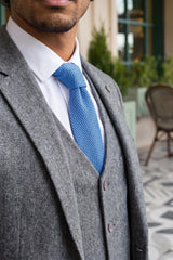Cravată tricotată albastru deschis pentru bărbați