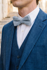 Papion bărbătesc din tweed albastru deschis