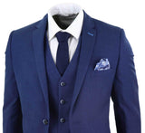 Mens Navy-Blue 3 Piece Wedding Suit