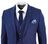 Mens Navy-Blue 3 Piece Wedding Suit