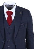 IM54 - Costum bărbătesc bleumarin în carouri, croială croită, din 3 piese
