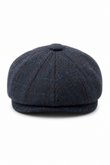 Șapcă plată Newsboy pentru bărbați, din amestec de lână, bleumarin, tweed