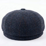 Șapcă plată Newsboy pentru bărbați, din amestec de lână, bleumarin, tweed