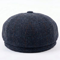 Șapcă plată Newsboy pentru bărbați, din amestec de lână, bleumarin, tweed
