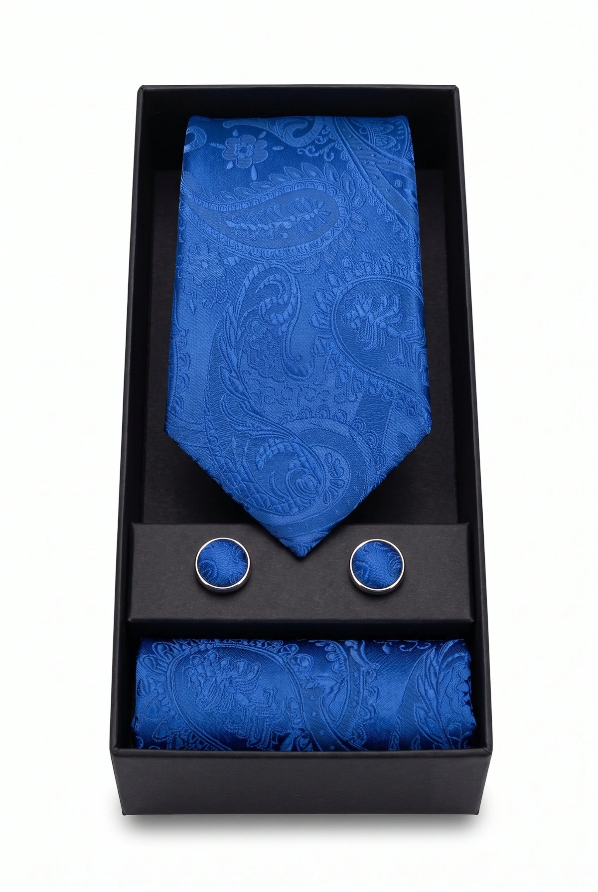 Set cadou cravată Paisley bleumarin pentru bărbați
