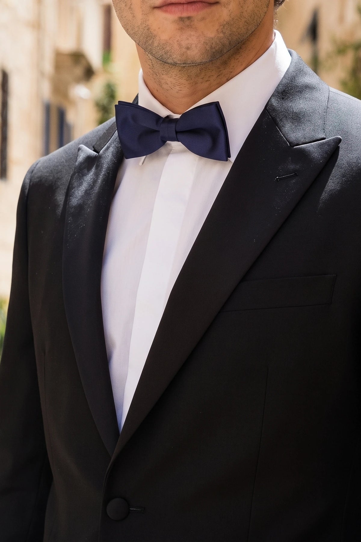 Papion bărbătesc din satin bleumarin