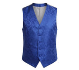 Set bărbătesc cu vestă și papion, model Paisley floral, 3 piese - Albastru