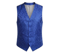 Set bărbătesc cu vestă și papion, model Paisley floral, 3 piese - Albastru