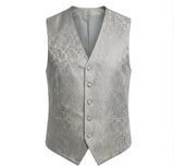 Set bărbătesc cu vestă și papion, model Paisley floral, 3 piese - Gri