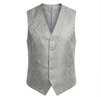 Set bărbătesc cu vestă și papion, model Paisley floral, 3 piese - Gri