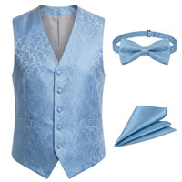 Set bărbătesc cu vestă și papion, model Paisley Floral, 3 piese - Sky