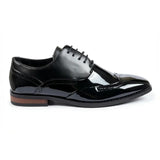 Pantofi Oxford pentru bărbați, din piele PU lăcuită, cu vârfuri tip Wingtip