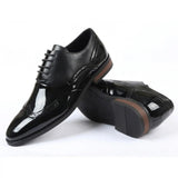 Pantofi Oxford pentru bărbați, din piele PU lăcuită, cu vârfuri tip Wingtip