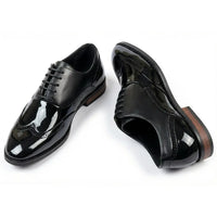 Pantofi Oxford pentru bărbați, din piele PU lăcuită, cu vârfuri tip Wingtip