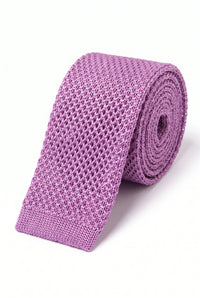 Cravată bărbătească violet tricotată din poliester