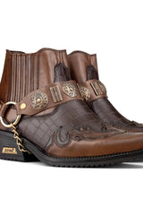 Mens Real Leather Cowboy Boots with Cuban Heel