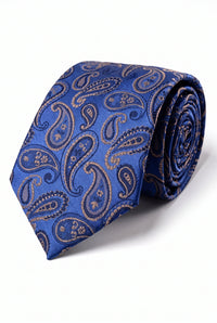 Cravată bărbătească albastru regal cu model Paisley