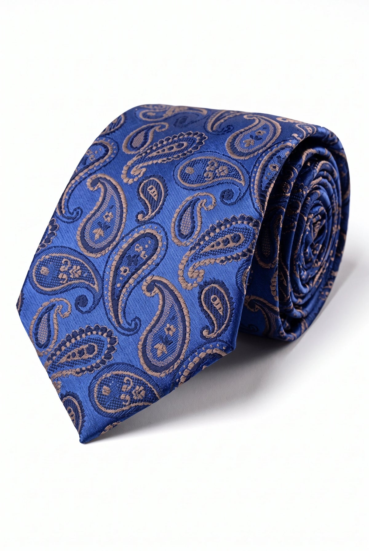Cravată bărbătească albastru regal cu model Paisley