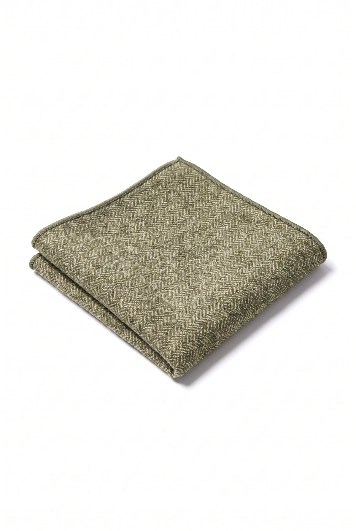 Batistă de buzunar bărbătească din amestec de lână tweed verde salvie