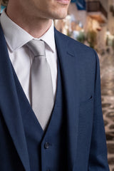 Cravată bărbătească argintie subțire, 6 cm, culoare uni