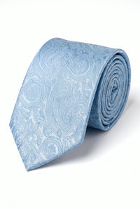 Set cadou cravată Paisley albastru deschis pentru bărbați