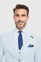 Sacou bărbătesc albastru-cel, croială croită