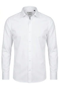 Cămașă bărbătească slim fit cu mânecă lungă și nasturi - Alb