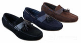Mens Slip On Leather Inner PU Suede Driving Shoes Tassle Loafers Smart Casual
