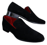 Mens Slip On Suede Driving Loafers Shoes Leather Smart Casual Red Blue Black