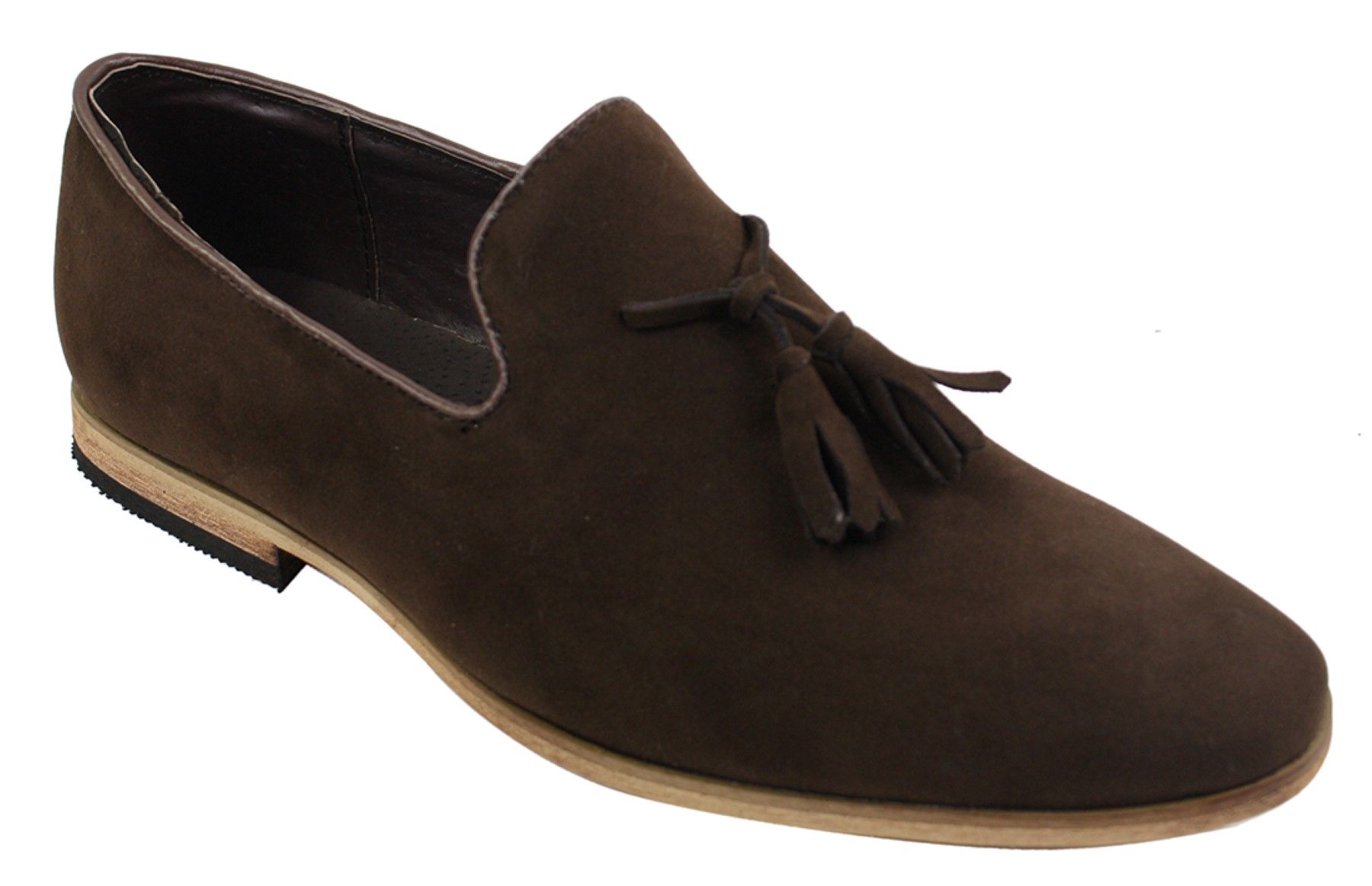 Mens Suede Loafers Driving Shoes Slip On Tassle Design Leather Line Black Comfort